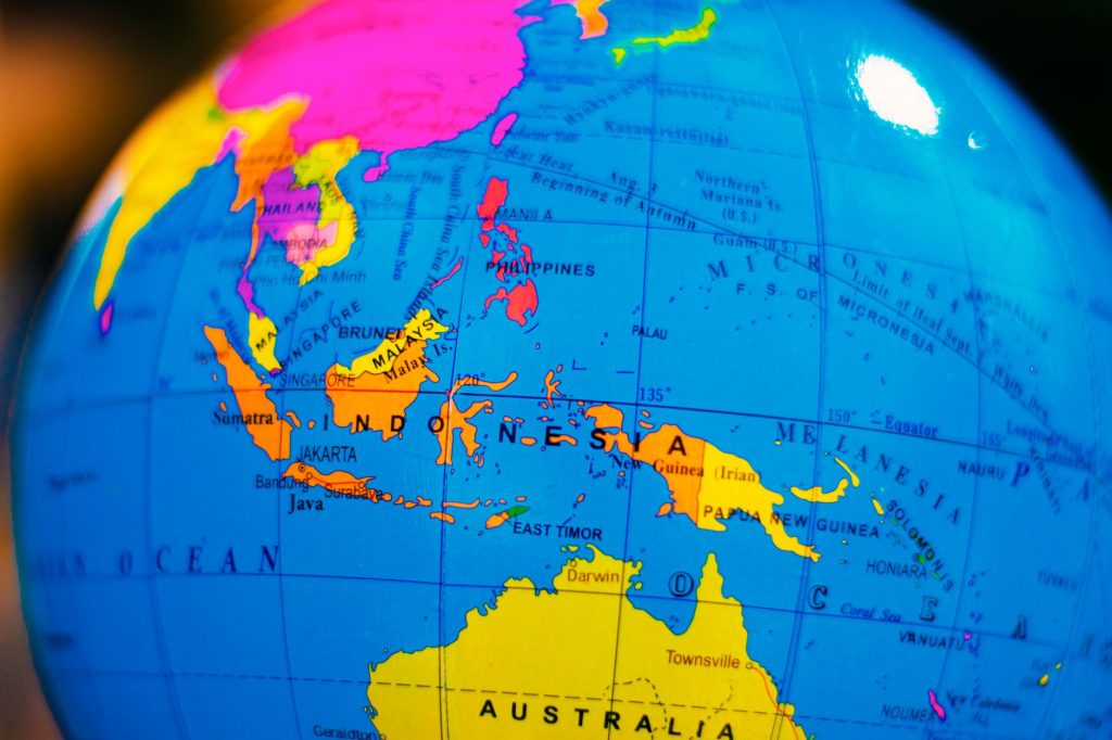 indonesia on globe