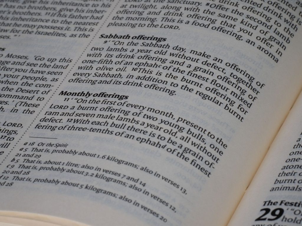 open bible showing text from book of numbers
